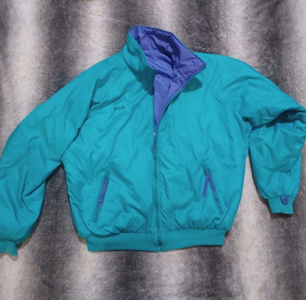 ジャケット・アウター Columbia Reversible Y2K Shell Jacket Vintage Y2K Columbia Reversible Bomber Jacket XL Teal Purple Retro