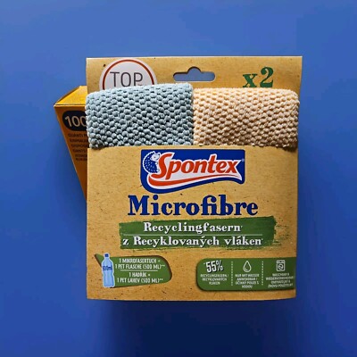 Spontex Microfibre  das erste Mikrofasertuch mit 55% Recyclingfasern 2er Pack