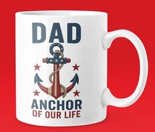 Funny Vintage Dad Anchor Of Our Life Mug, Retro Gift for Fathers Day, 4th July