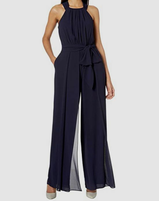 $148 Vince Camuto Women's Blue Chiffon Halter Sleeveless Flared