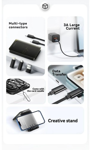 Câble 4 en 1 USB Type C USB PD 60W Charge Rapide pour iPhone Xiaomi Chargeur - Photo 2 sur 2