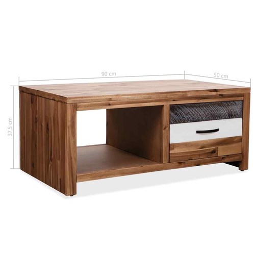 NNEVL Coffee Table Solid Acacia Wood 90x50x37.5 cm - Picture 9 of 9