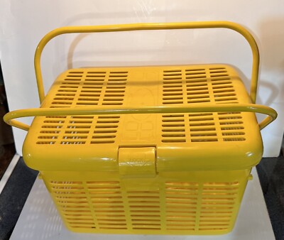Vintage Mid Century Yellow Plastic Picnic Basket Pioneer 808 | eBay