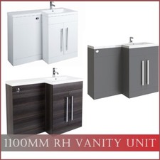 Bathroom RH Sink Basin L-Shape Vanity Unit Toilet Combined Furniture Cabinet UK