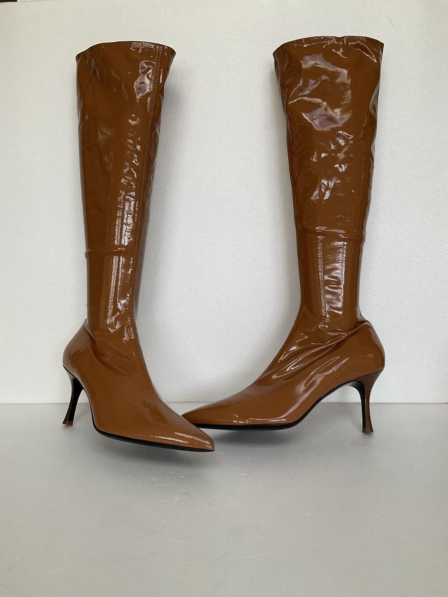 Rag And Bone New York Made In Italy Pull On Knee High Boots Patent Leather  UK6
