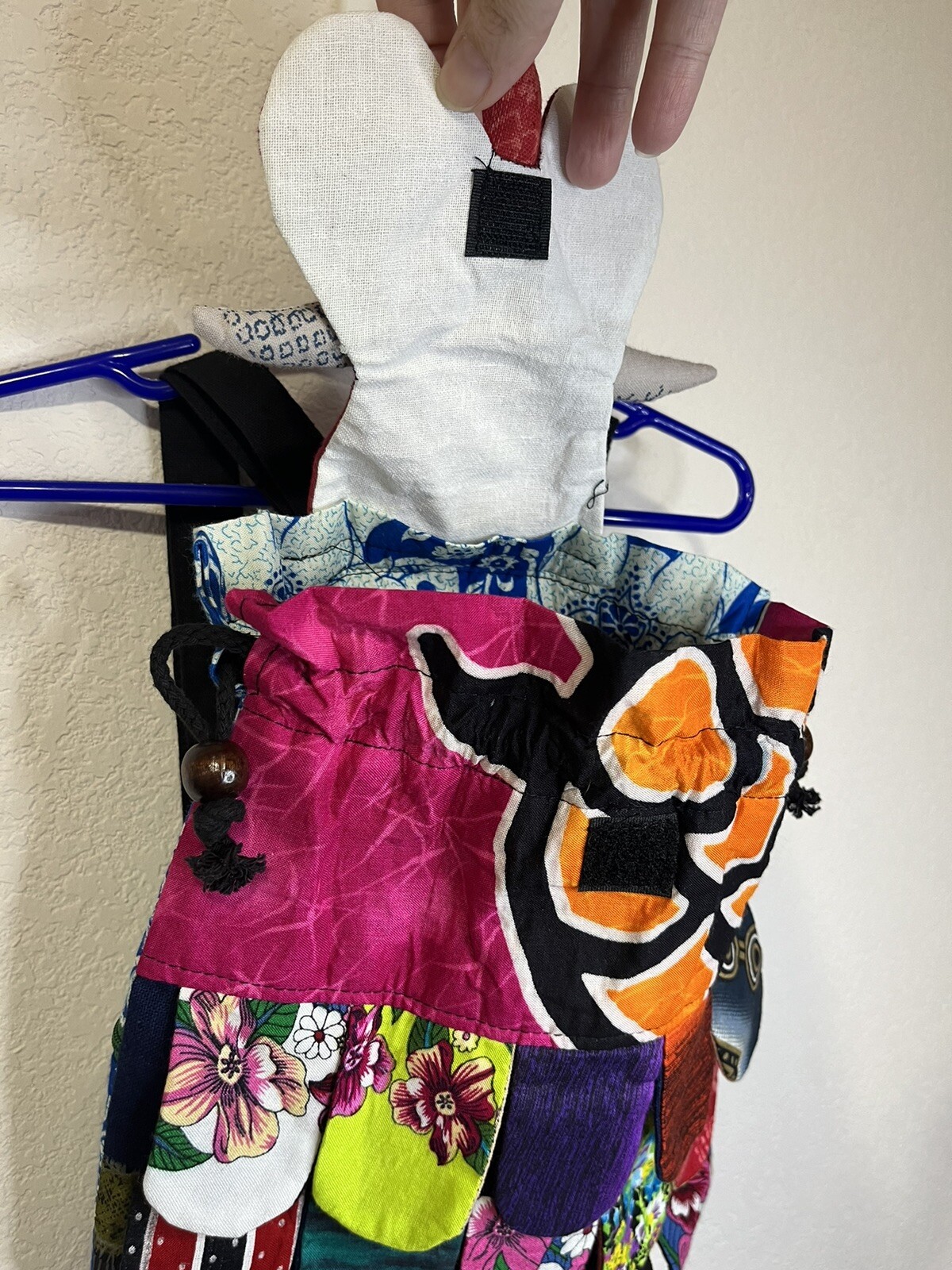 Handmade Owl Mini Backpack Patchwork Drawstring V… - image 3