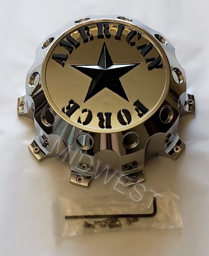 New American Force AFX321 Chrome REAR Dually 10 Lug Wheel Center Cap w Screws - Picture 2 of 7