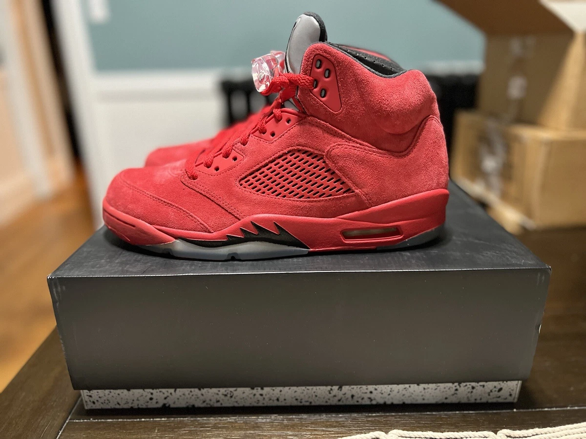 Air jordan 5 retro red deals suede