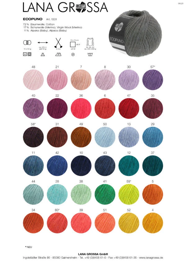 50g LANA GROSSA  Ecopuno | Baby Alpaka, Merino & Baumwolle | 215 lfm - Bild 2 von 3