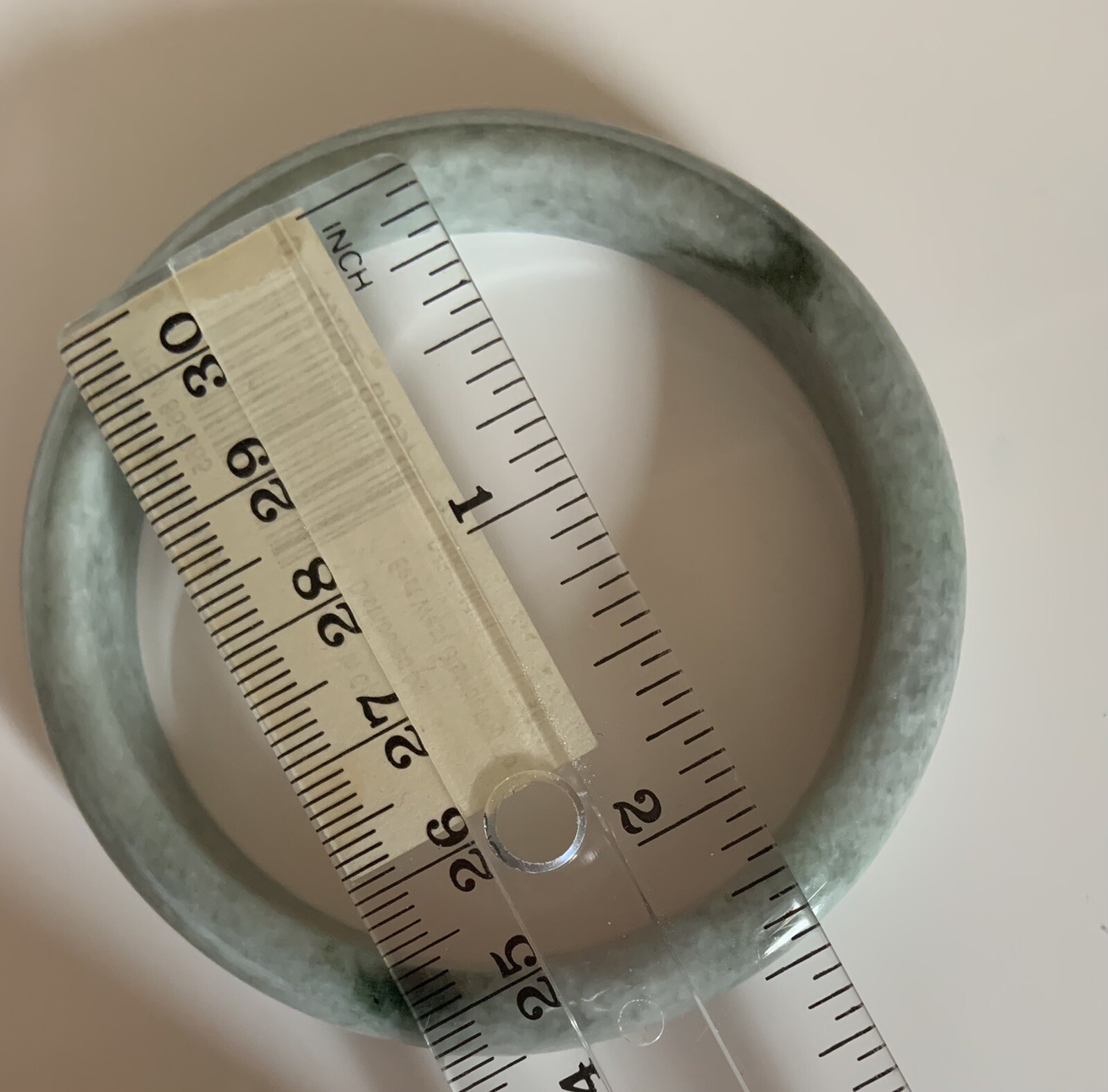 Green Jade Solid Bangle Bracelet, Diameter 2.25 i… - image 3