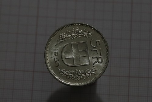 🧠🇨🇠SWITZERLAND 5 FRANCS 1953 SILVER HIGH GRADE B73 #36