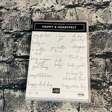 Stampin' Up  HAPPY  HEARTFELT 15PC Cling Stamp Set 158005 PHRASES