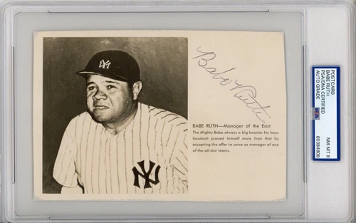 BABE RUTH * Signed Postcard * Auto Autograph * PSA/DNA 8