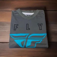 Fly Racing F-16 Gray Sky Blue Youth YX L Large MX Moto Motocross Jersey