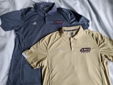 NWOT JMU Dukes Soccer 2 Adidas Polo Shirts 2XL James Madison Gray Purple Gold