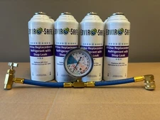Enviro-Safe 134a Replacement Refrigerant w/ Stop Leak 8 Can & Gauge Kit, 
