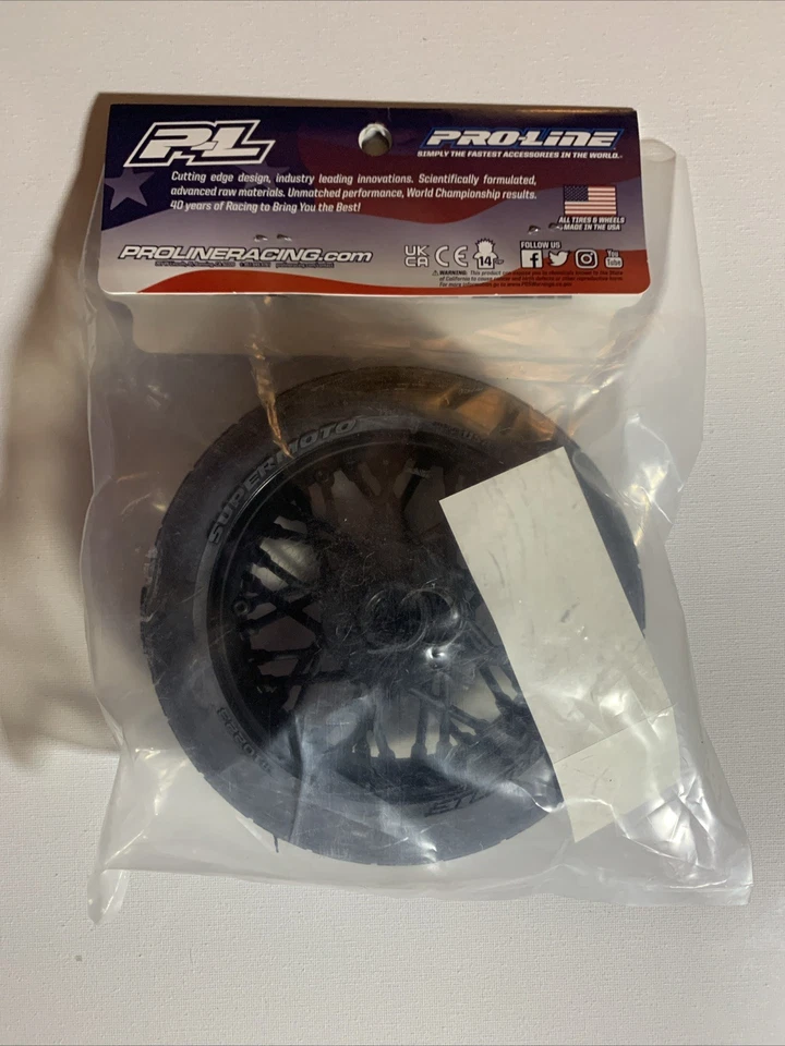 Pro-Line 1/4 Supermoto Motorcycle Rear Tire Mounted Black Wheel ProMoto MX NEW - Image 3 of 4