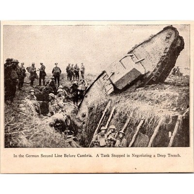 In The German Second Line Before Cambria WWI 1919 Book Plate Print SJ13