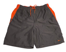 Nike Swim Trunks Mesh Lining Pocket Gray w/ Orange Mens Size Large
