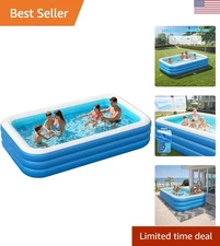 Portable Rectangle Inflatable Pool 115'' x 68'' - Ideal for Family Relaxation