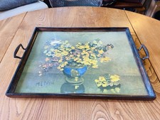 Wooden Serving Tray oil painting print by the artist Mary E. Oddie. Vintage