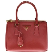 PRADA Galleria Saffiano 2way Shoulder Bag Handbag Red Leather 1BA896