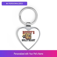 Custom Bulldog Pet Lover Keychain Personalized Name Heart Shaped Easter Gift