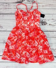 Guess Los Angeles Floral Halter Mini Dress Blue Purple Tiered Ruffle Size 2 NWT