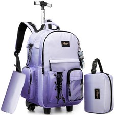 Rolling Backpack with Wheels for Teens and Kids - Suitcase Carry-On Luggage