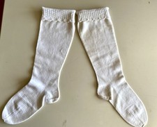 antike gestrickte Trachten Kniestr&uuml;mpfe wei&szlig; feines Muster Baumwolle