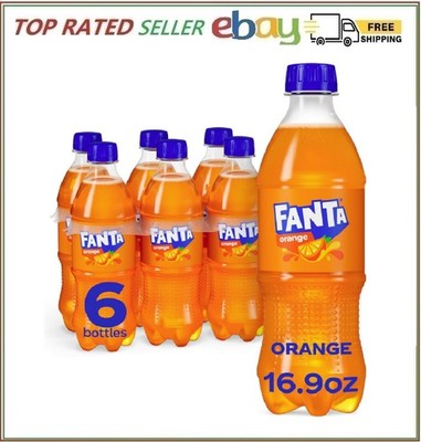 Fanta Orange Soda flavored soft Drink, 16.9 Fl Oz, Pack of 6