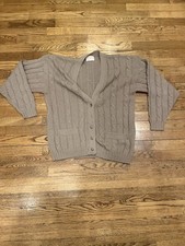 Vintage 80s Pendleton 100 Wool Cardigan L Button Front Cream MISSING BUTTONS