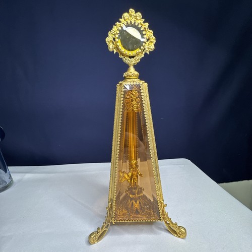 Rare Ormolu Gold Filigree 1930's Perfume Bottle Intricate Floral Carvings