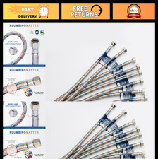 24" Braided Stainless Steel Faucet Hose Connector 3/8" Comp x 1/2" FIP, 10 Pack