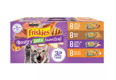 3x Purina Friskies Poultry Pate Wet Cat Food 5.5oz 32ct Variety Pack Case