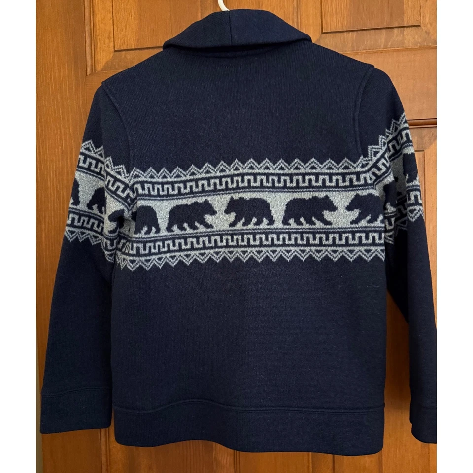 Кардиган Old Navy Bear Fair Isle свитер для мальчиков L (10-12) темно-синий трикотаж с воротником - Изображение 3 из 4