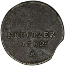 AUSTRIA coin 1/4 Kreuzer 1782 A Very Fine