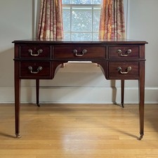Arthur Brett English Mahogany Writing Desk Leather Top