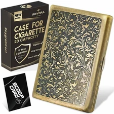 roygra Cigarette Case, Spring Switch 20 Capacity Holder Case Gold 