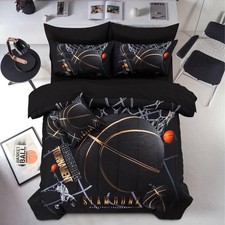 Basketball Court Printed Comforter Sets,with Sportsman Slam Dunk Printing 6Pc...