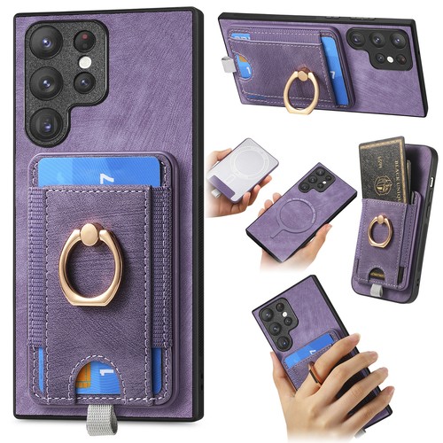 Funda tipo billetera de cuero con anillo magnético para teléfono Samsung Galaxy S25 Ultra S24 A31 - Imagen 4 de 13