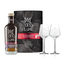 Confezione Grappa Le Diciotto Lune Riserva Botte Porto cl.50 + 2 Bicchieri