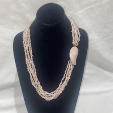 Pink Quartz Multi Strand Leaf Necklace