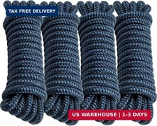 4 Pack 1/2" x 15' Boat Dock Lines, Improved Nylon Boat Ropes  Double Braided Bo