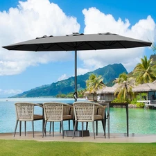 GarveeLife Large Patio Umbrella with Base Included, (Grey, 15 ft)