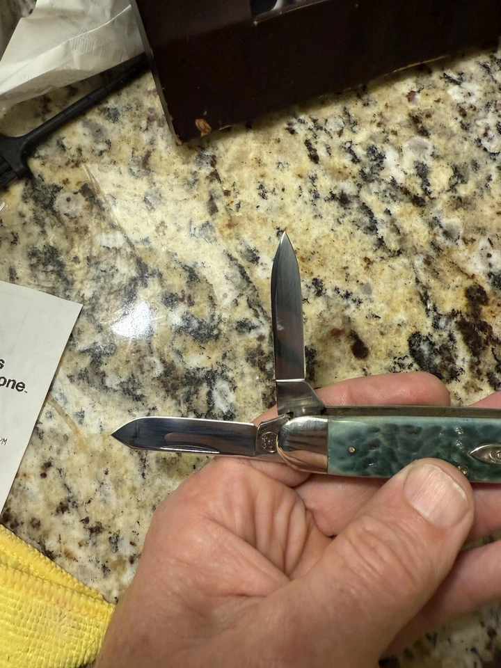 Cuchillo Whittler clásico Case XX grande hueso verde 63094 1991 PROBADO Foto 2 de 4