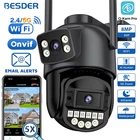 PTZ 8MP Wifi Camera Dual Screen Auto Tracking Color Night Vision Outdoor CCTV Ca