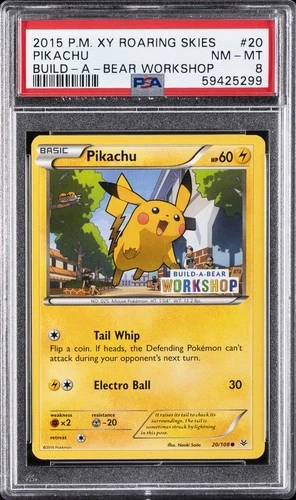 2015 POKEMON XY ROARING SKIES BUILD-A-BEAR WORKSHOP #20 PIKACHU PSA 8
