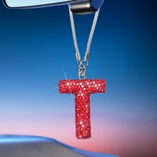 Letter T Bling Bright Red Car Interior for , Interior Charm Rear View Mirror ...