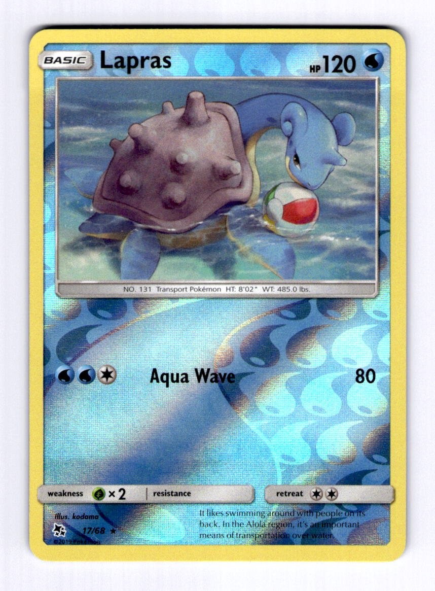 Lapras Hidden Fates #17 (2019) Rare Reverse Holo NM Pokemon